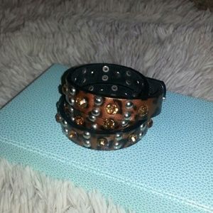 Brown cheetah print wrap bracelet