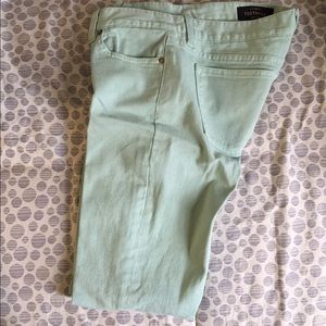 J. Crew Toothpick Jeans in mint green