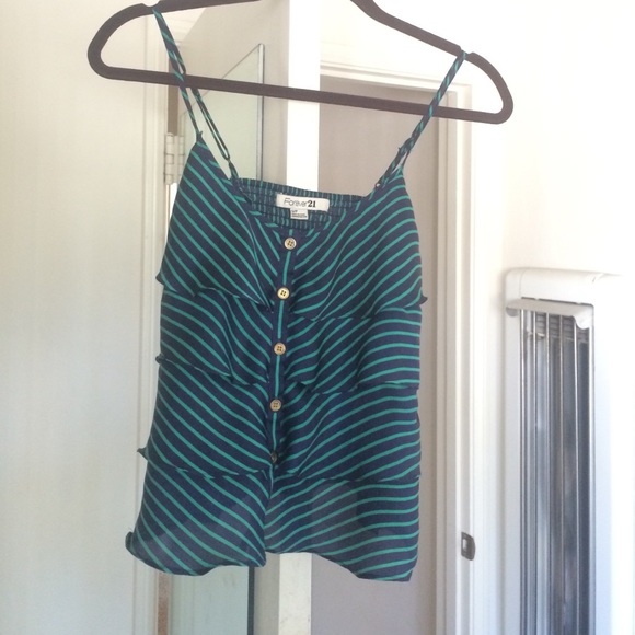 Striped silky button down cami