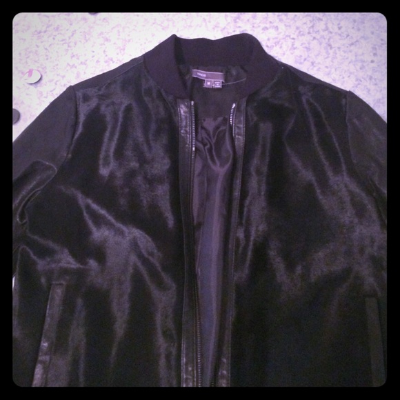 Vince, size M rabbit fur and leather bomber jacket