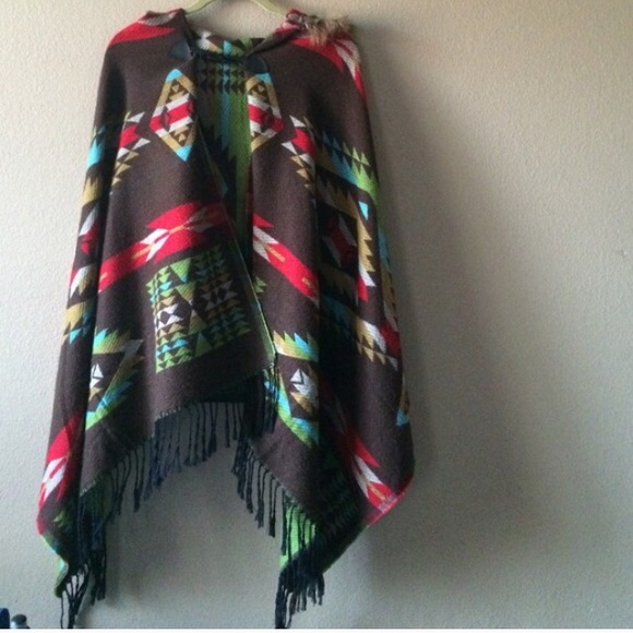 Tribal print poncho, great for festivals