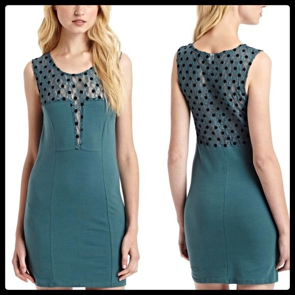 FREE PEOPLE BODYCON POLKA DOT LACE MINI DRESS - Picture 2 of 8