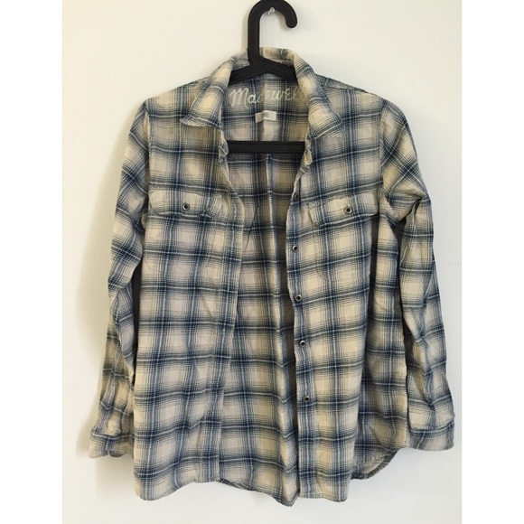 Madewell blue and white plaid shirt