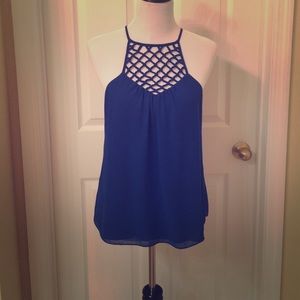 Royal blue chiffon blouse