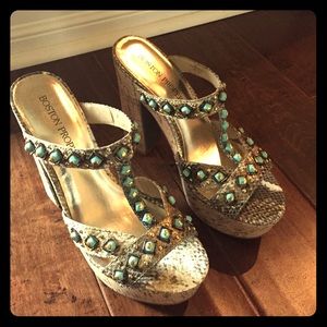 Boston Proper Embellished Python Sandal