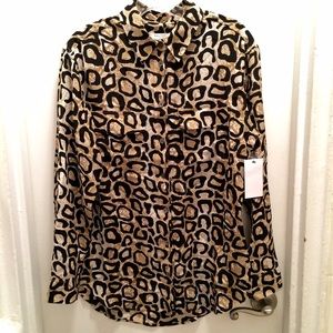 NWT! EQUIPMENT 100% Silk leopard blouse