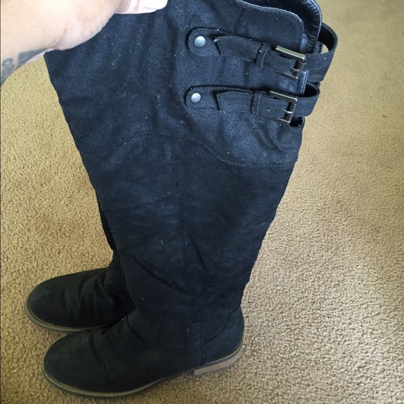 Women's suede boots knee high