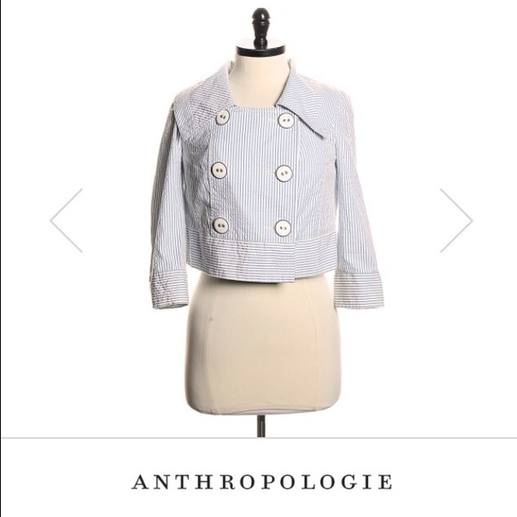 Anthropologie Blue Striped Jacket NWOT
