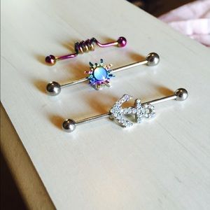 Three industrial ear rings!