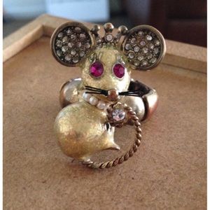Betsey Johnson Gold Mouse Ring