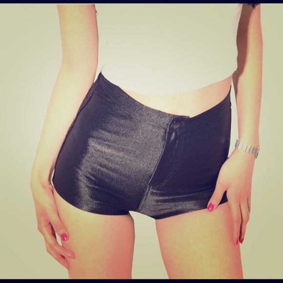 Small black disco shorts