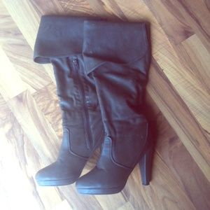 High heel brown boots
