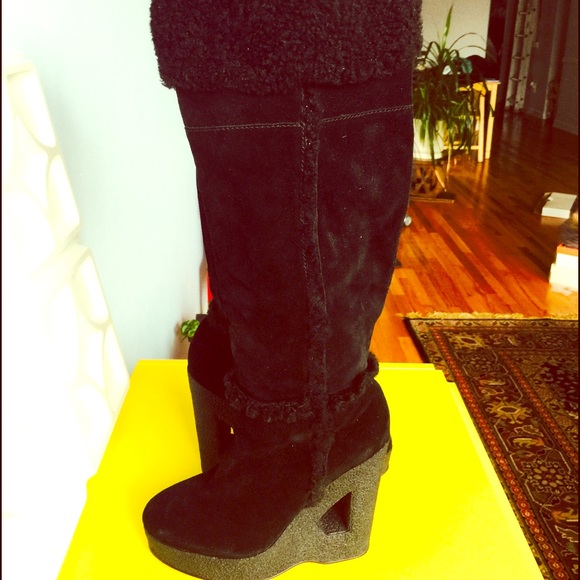 Kors Michael Kors Shearling Black Suede Boots