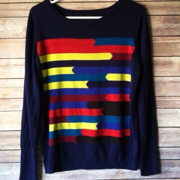 Navy blue and striped long sleeve