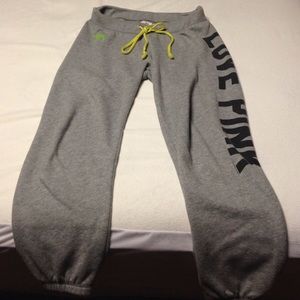 A pair of gray Victoria's Secret sweat pants