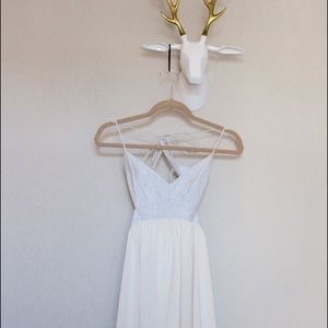 Cream colored BCBG formal dress.