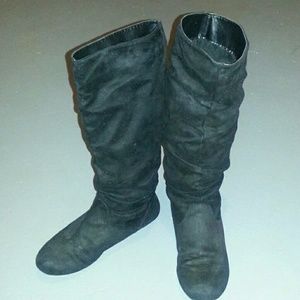 black suede slouch boot