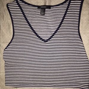Forever 21 Navy Striped Crop Top