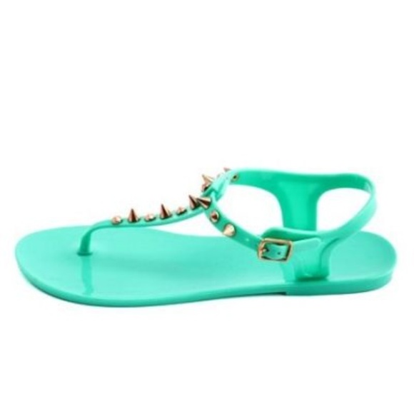 Aqua spiked sandals