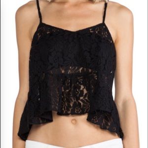 BCBGENERATION black lace peplum tank