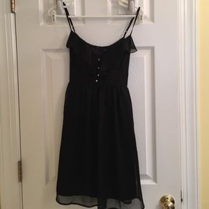 Crepe sun dress with rhinestone button detail