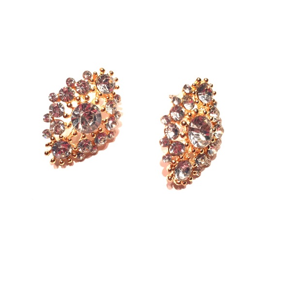 Brand new handmade gold earrings with blue crystal