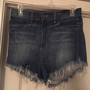 Blue jean high waisted shorts