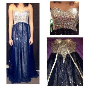 Navy/silver prom dress!