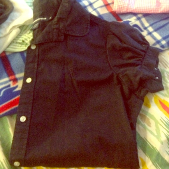 Dark blue short sleeve button down