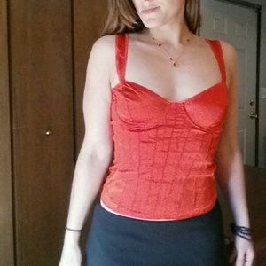 Marciano Orange Silk Corset Style Bustier Top