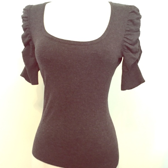 charcoal ruched sleeve sweater