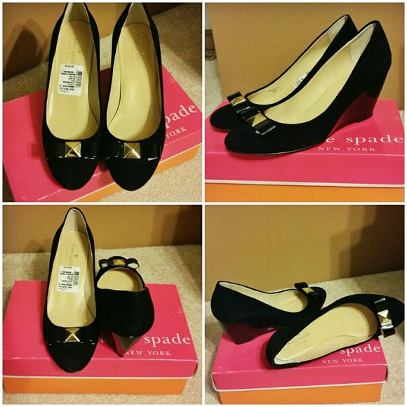 Reduced!!! Kate Spade Cayley Black Suede Wedge