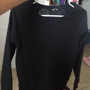Long sleeve back see through design sweater