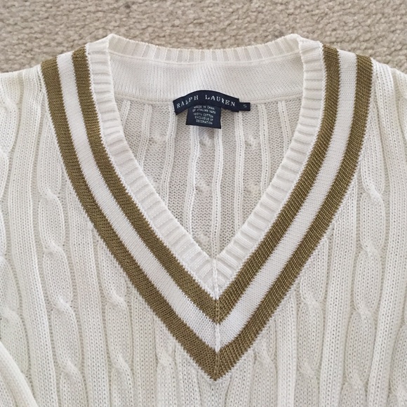 68% off Ralph Lauren Sweaters - Ralph Lauren tennis sweater cable knit gold v...