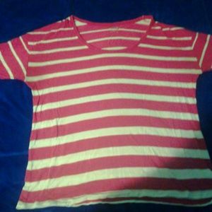 Pink and white striped tee