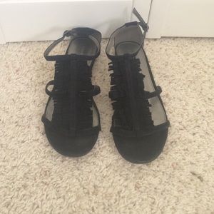 Black Fringe Sandals
