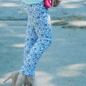 J. Crew Blue floral print skinny jeans