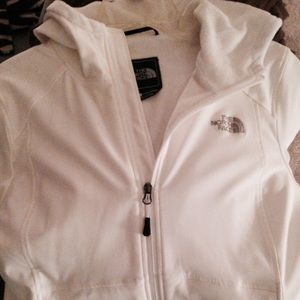 White apex bionic hooded soft shell jacket