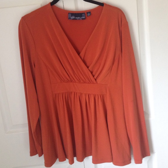 Susan Graver Tops - SUSAN GRAVER DARK ORANGE TOP