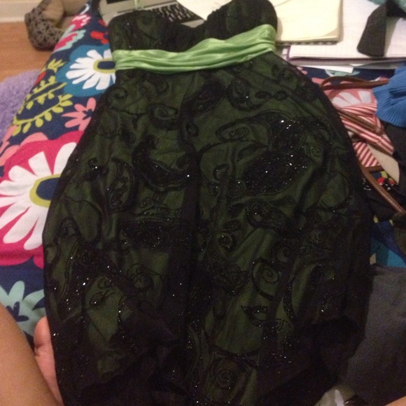 Green and black homecoming dress