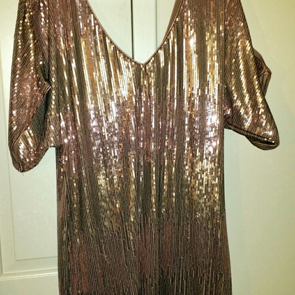 Arden B Sequin Dress Gold Rose