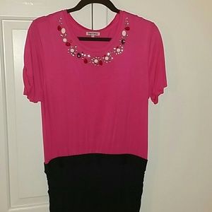 JUICY COUTURE PINK/BLACK BEADED FITTED