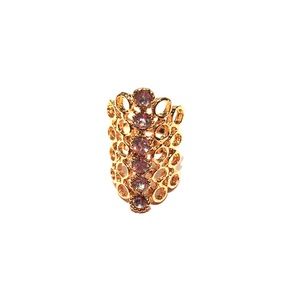 Gold midi ring with clear crystals