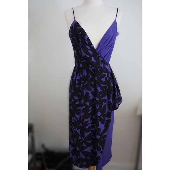 Purple and Black wrap dress - Picture 1 of 3