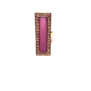 Gold midi ring with pink and clear crystals
