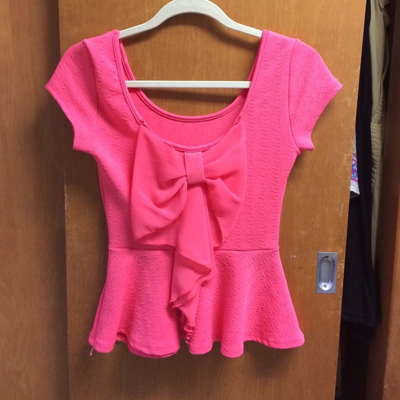 Bright pink peplum with cute back bow