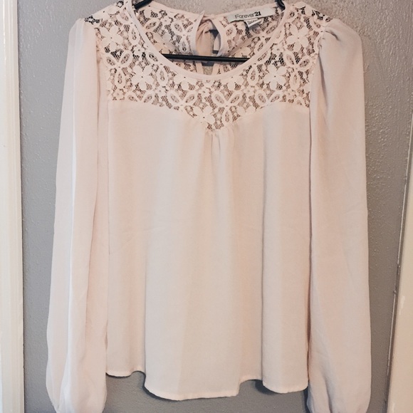 Forever 21 Cream bow and lace top