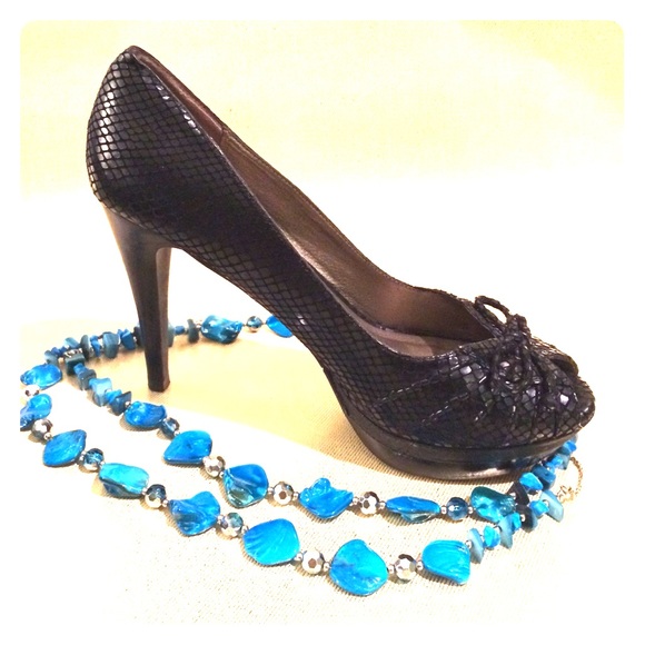 Moda Spana Shoes - 🛑SOLD💄- 💘MODA SPANA💘 BLACK FAUX SNAKESKIN  STILETTOS