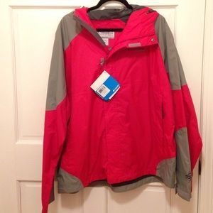 Columbia red & gray nylon jacket