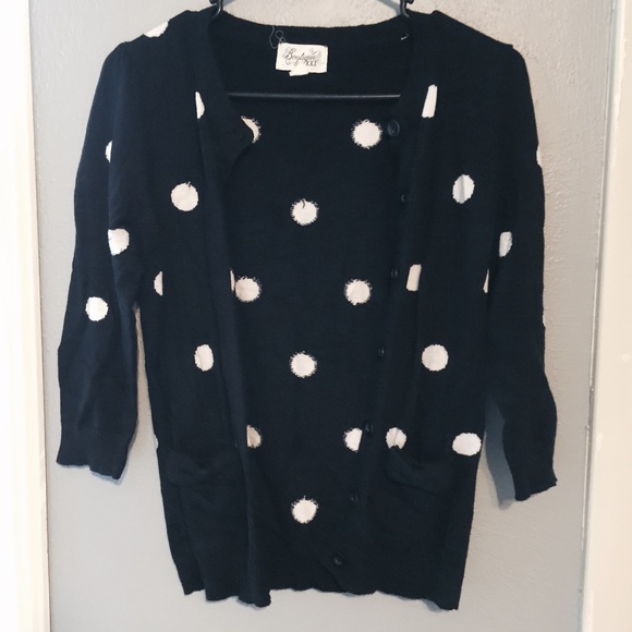 Polka dot bow pocket cardigan